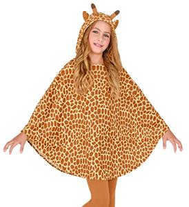 Poncho giraffe met muts kinderen-128/158cm