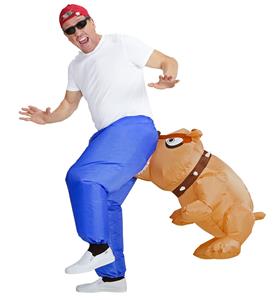 Uniek opblaasbaar bijtende bulldog kostuum M/L