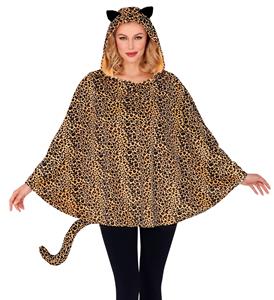 Poncho luipaard met muts volwassenen-S/XL