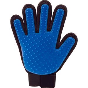 Geeek Vachtverzorgingshandschoen kat en hond - zwart en blauw- Rechtshandig