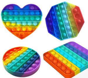 Geeek Pop it Fidget Toy Regenboog - Set met 4 varianten - Bekend van TikTok