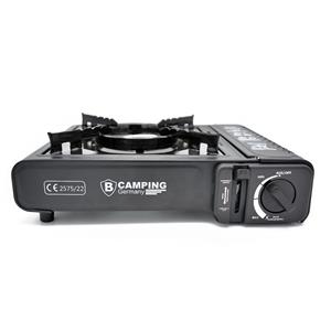 B-Camping Draagbaar Compact Gasfornuis Camping Gaskoker met ingebouwd veiligheidssysteem in handige opbergkoffer  - zwart