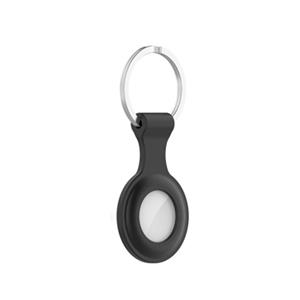 Geeek Icon Siliconen Hoesje met Sleutelhanger voor Apple AirTag - Cover met Sleutelhanger-ring - Zwart