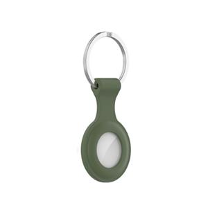 Geeek Icon Siliconen Hoesje met Sleutelhanger voor Apple AirTag - Cover met Sleutelhanger-ring - Army Groen