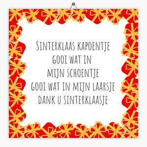 Tegeltje.nl Spreuk tegeltje Sinterklaas cadeau rood