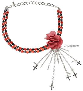 Mooie rode ketting met roos