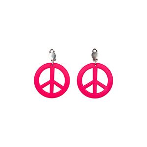 Mooie hippie peace oorbellen in de kleur hot pink