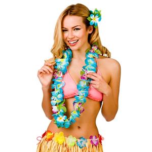 Hawaii slinger blauwe bloemen (8.5cm)