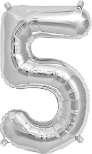 Ballon cijfers zilver 40 cm  5