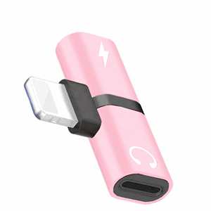 Geeek Iphone Adapter 2-in-1 Splitter - Audio - Opladen Rosé Goud