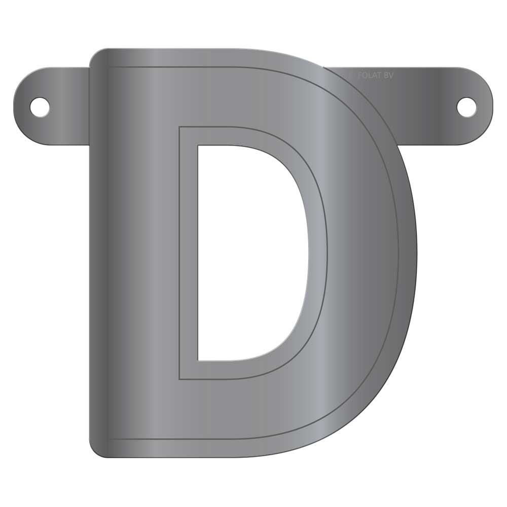 Zilveren metallic banner letter d