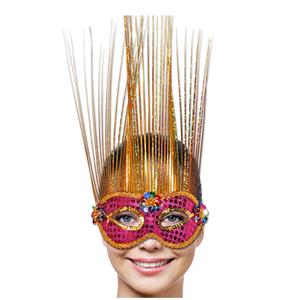 Venetiaans Masker Magenta-Goud Deluxe