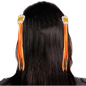 Haarclip set oranje met kroon