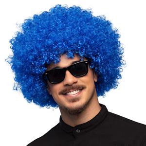 Blauwe Afro Pruik