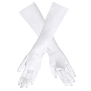 Lange Gala Handschoenen Satijn Wit