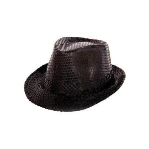 Trilby hoed metallic zwart met glitters