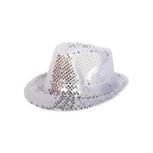 Zilveren trilby hoed met glitters