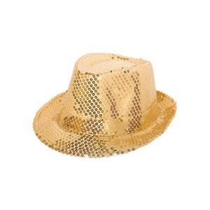 Gouden Trilby Hoed met Glitters