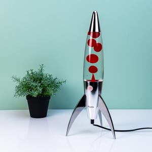 Fisura Rocket Lavalamp Zilver Met Rode Lava