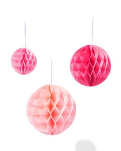 Honeycomb Bollen Roze Rood - 3 Stuks