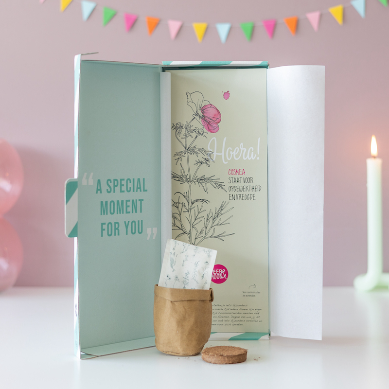 BloomPost Zaden Hoera | Brievenbus bloemenzaadjes | Cadeau met zaadjes door de brievenbus |  met aandacht voor de natuur