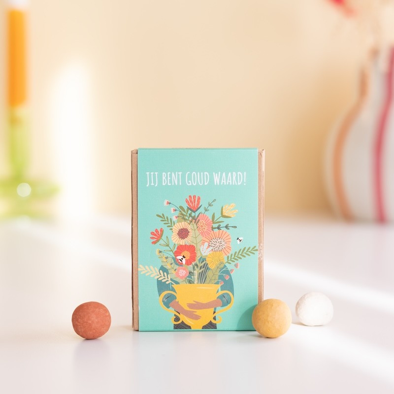BloomPost Zaaibommetjes Goud Waard | Brievenbus bloemenzaadjes | Cadeau met zaadjes door de brievenbus |  met aandacht voor de natuur