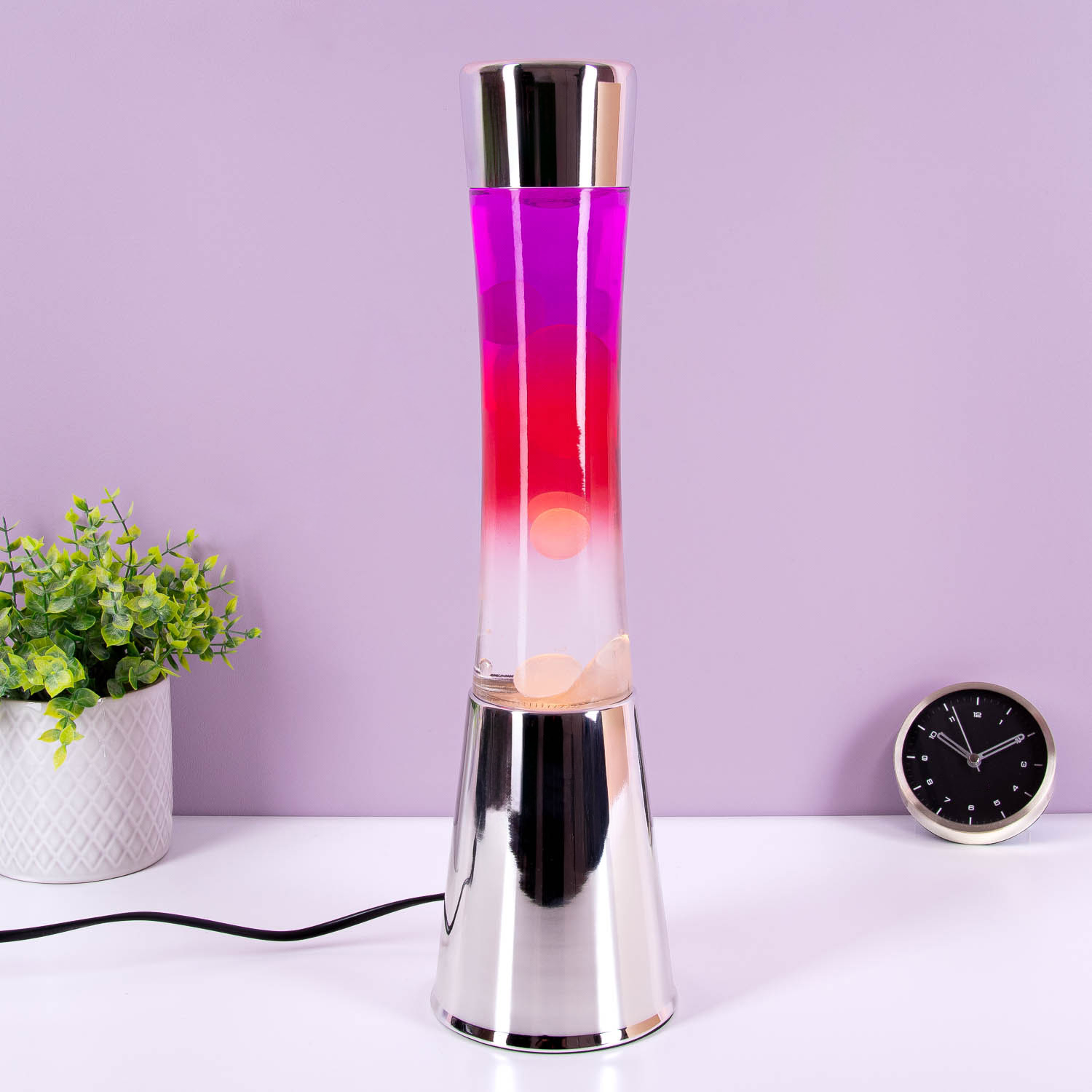 Fisura Lavalamp chroom met gekleurd glas
