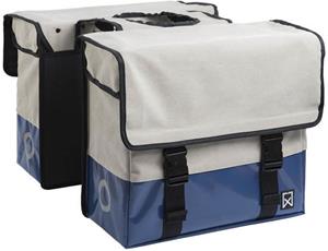 Willex Dubbele fietstas Canvas Tas Plus 30L Naturel/Blauw