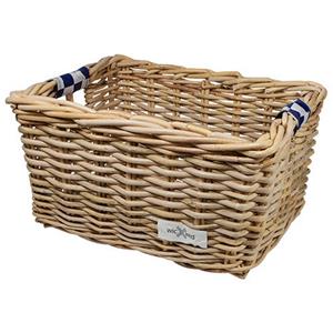 wicked Rieten Fietsmand M Navy Checker naturel