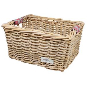 wicked Rieten Fietsmand M Pink Checker naturel