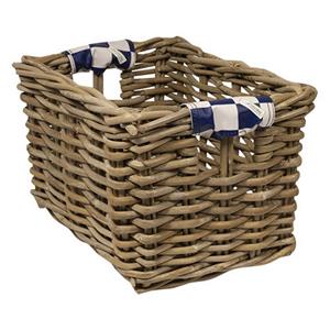 wicked Rieten Fietsmand L Navy Checker grijs