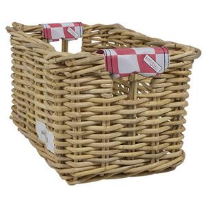 wicked Rieten Fietsmand L Pink Checker naturel