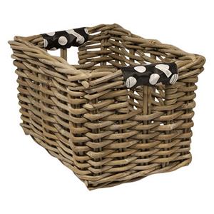 wicked Rieten Fietsmand L White Small Dots naturel