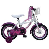 Volare Heart Cruiser Kinderfahrrad - Mädchen - 12 Zoll - Weiß Lila weiß