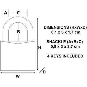 Master lock hangslot 50 mm massief messing 2950eurd