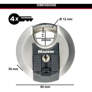 Master lock discus hangslot excell 80 mm roestvrij staal m50eurd