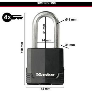 Master Lock hangslot Excell staal 54 mm