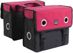 Willex Dubbele fietstas Canvas Tas 40L Paradise red/zwart
