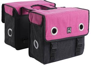 Willex Dubbele fietstas Canvas Tas 40L Roze/zwart