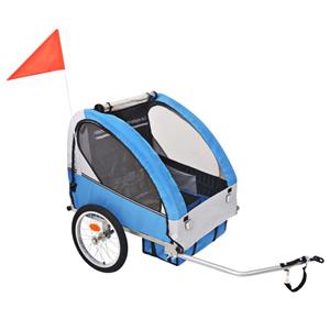 vidaXL Fietskar voor kinderen 30 kg grijs en blauw