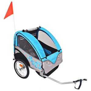 vidaXL Fietskar voor kinderen 30 kg grijs en blauw