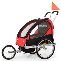 vidaXL Fietskar voor kinderen en wandelwagen 2-in-1 zwart en rood
