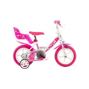 Dino Little Heart 12 Inch 21 cm Meisjes V Brakes Wit/Roze