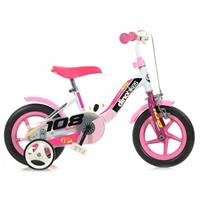 meisjesfiets 10 Inch 17 cm Meisjes Knijprem Roze/Wit
