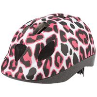 Kinder-Helm „Pinky Cheetah", weiß-rosa, 46-53 cm