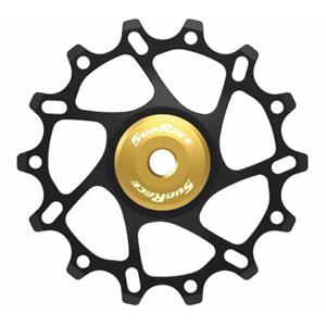 SunRace derailleurwieltje SP864 14 tanden zwart/geel