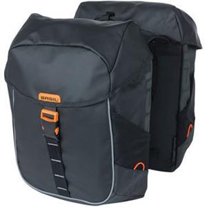 Basil Dubbele fietstas Miles Tarpaulin Double bag 34L Zwart/oranje