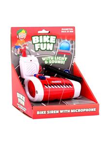 Bike Fun brandweersirene met microfoon junior wit/rood/blauw