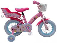 Disney Princess Kinderfahrrad - Mädchen - 12 Zoll - Pink - Puppensitz rosa