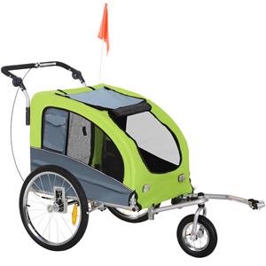 Paws Honden Transporter Fietskar -  grijs/groen 130 x 90 x 110cm